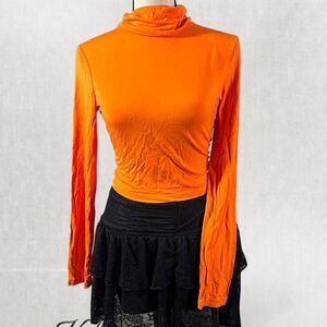 Y2K Velma Orange Long Sleeve Crop Top